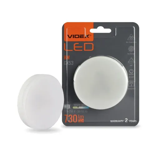LED лампа VIDEX GX53 8W 3000K 220V LED лампа VIDEX GX53 8W 3000K 220V