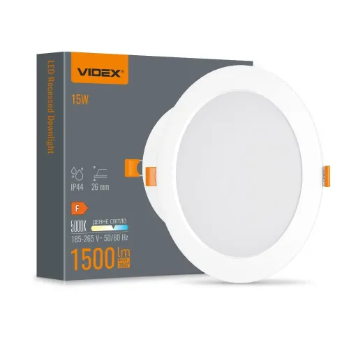 LED світильник Back вбудований круглий VIDEX 15W 5000K LED світильник Back вбудований круглий VIDEX 15W 5000K