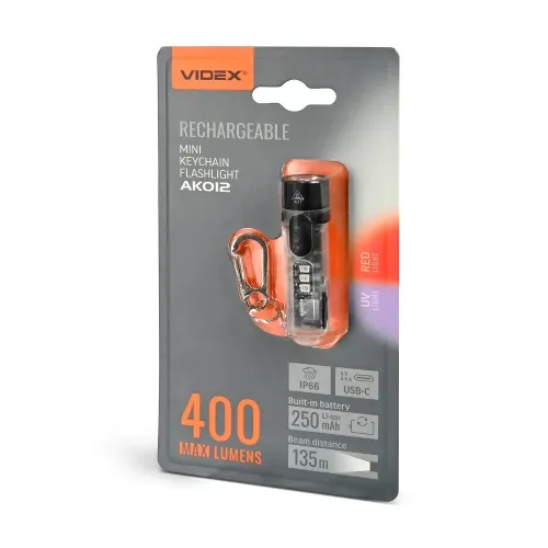 Портативный светодиодный мини-фонарик VIDEX VLF-AK012 400Lm 5000K Портативный светодиодный мини-фонарик VIDEX VLF-AK012 400Lm 5000K