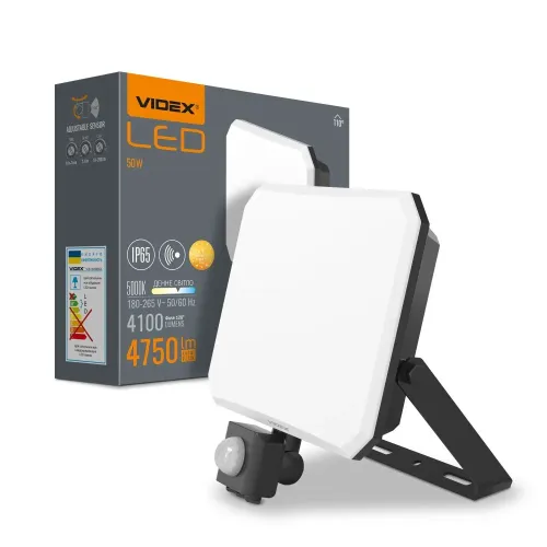 LED прожектор VIDEX F3 50W 5000K з датчиком руху 220V Black (VLE-F3-0505B-S) LED прожектор VIDEX F3 50W 5000K з датчиком руху 220V Black (VLE-F3-0505B-S)