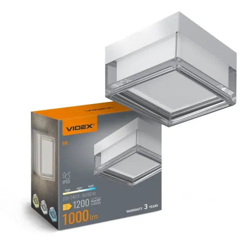 LED світильник IP65 квадратний VIDEX BHD02 9W 2800-4000-6000K White LED світильник IP65 квадратний VIDEX BHD02 9W 2800-4000-6000K White