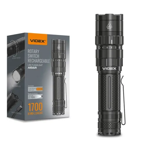 Портативный светодиодный фонарик VIDEX VLF-A156R 1700Lm 6500K Портативный светодиодный фонарик VIDEX VLF-A156R 1700Lm 6500K