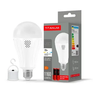 LED лампа акумуляторна TITANUM A80 12W E27 4000K 230V LED лампа акумуляторна TITANUM A80 12W E27 4000K 230V