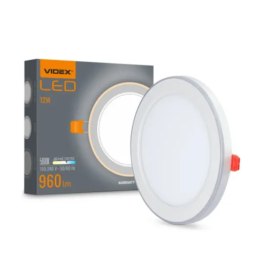 LED світильник вбудований з декоративною підсвіткою VIDEX DL4R 12W+4W 5000K+2700K 220V LED світильник вбудований з декоративною підсвіткою VIDEX DL4R 12W+4W 5000K+2700K 220V