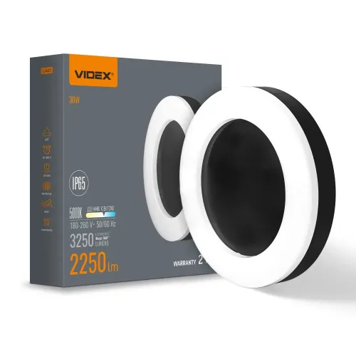 LED світильник ART IP65 круглий VIDEX 30W 5000K Black LED світильник ART IP65 круглий VIDEX 30W 5000K Black