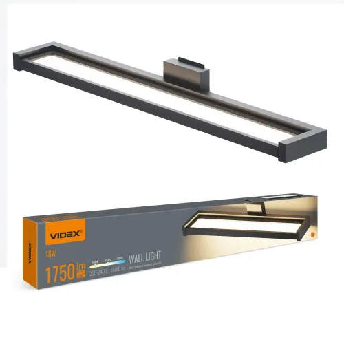 LED светильник настенный с сенсором VIDEX WL02 18W 2800K-4000K-6000K Black LED светильник настенный с сенсором VIDEX WL02 18W 2800K-4000K-6000K Black