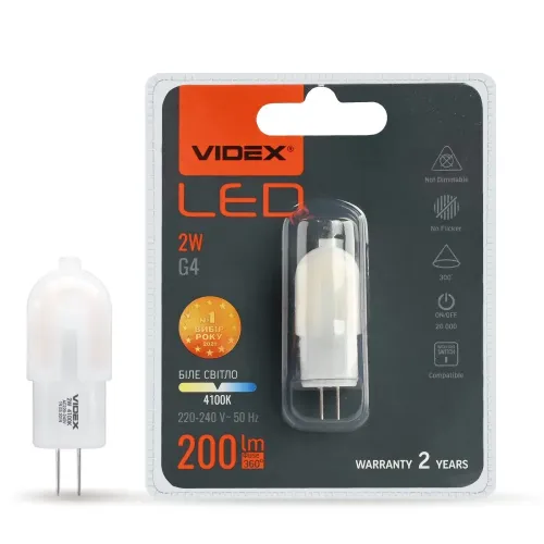 LED лампа VIDEX G4e 2W G4 4100K LED лампа VIDEX G4e 2W G4 4100K