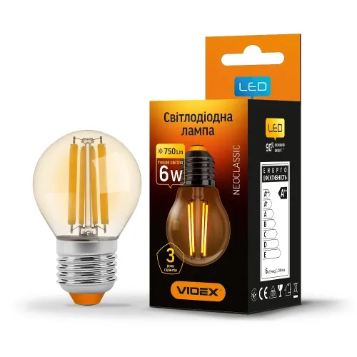 LED лампа VIDEX Filament G45FA 6W E27 2200K бронза LED лампа VIDEX Filament G45FA 6W E27 2200K бронза