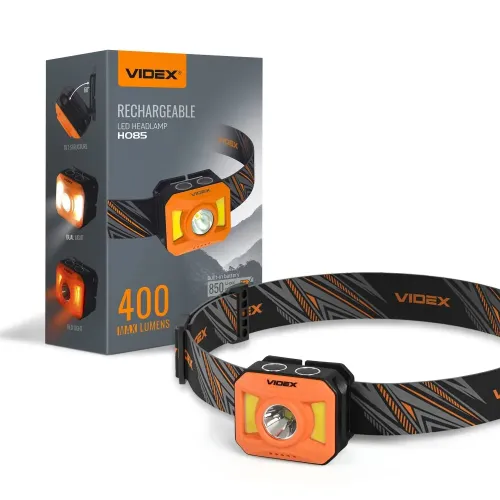 Налобный светодиодный фонарик VIDEX VLF-H085-OR 400Lm 5000K Налобный светодиодный фонарик VIDEX VLF-H085-OR 400Lm 5000K