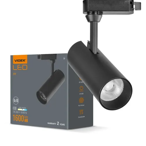 LED світильник трековий VIDEX 20W 4100K чорний LED світильник трековий VIDEX 20W 4100K чорний