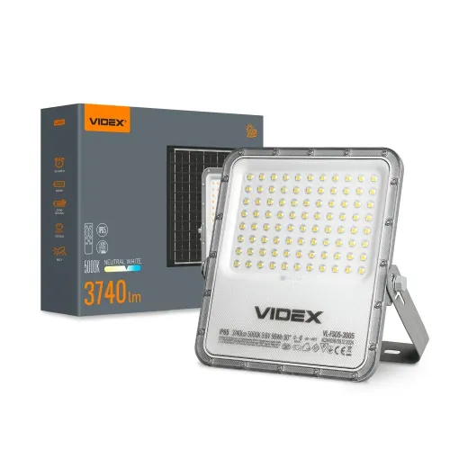 LED прожектор автономний VIDEX VL-FSO5-3005 3740Lm 5000K LED прожектор автономний VIDEX VL-FSO5-3005 3740Lm 5000K
