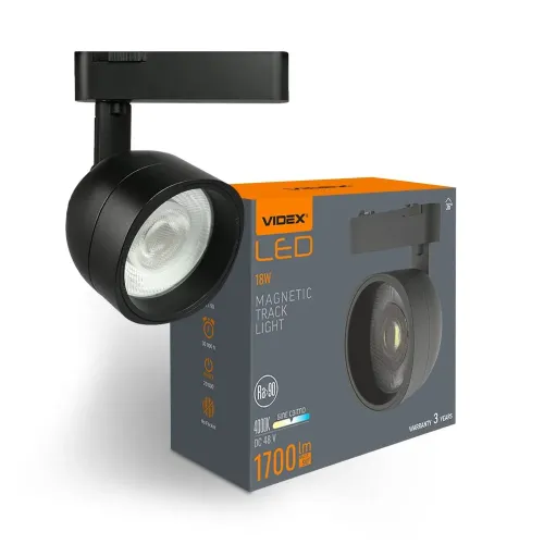 Светильник МАГНИТНЫЙ трековый VIDEX LA78B 18W 4000K 48V Black Светильник МАГНИТНЫЙ трековый VIDEX LA78B 18W 4000K 48V Black