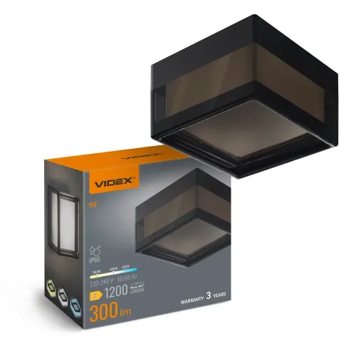LED світильник IP65 квадратний VIDEX BHD02 9W 2400-3200-4300K Black LED світильник IP65 квадратний VIDEX BHD02 9W 2400-3200-4300K Black