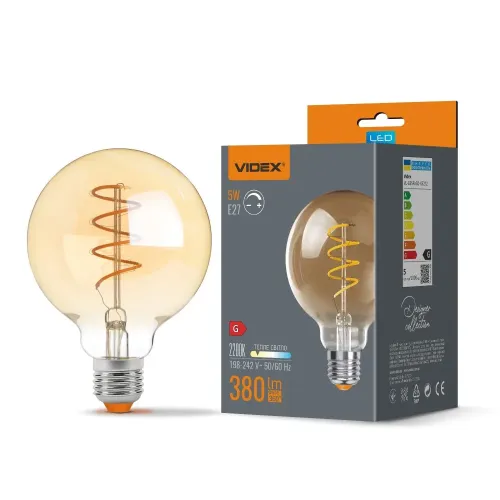 LED лампа VIDEX Filament G95FASD 5W E27 2200K димерная бронза LED лампа VIDEX Filament G95FASD 5W E27 2200K димерная бронза