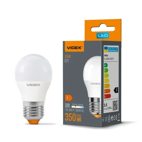 LED лампа VIDEX G45e 3.5W E27 3000K LED лампа VIDEX G45e 3.5W E27 3000K