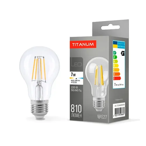 LED лампа TITANUM Filament A60 7W E27 4100K LED лампа TITANUM Filament A60 7W E27 4100K