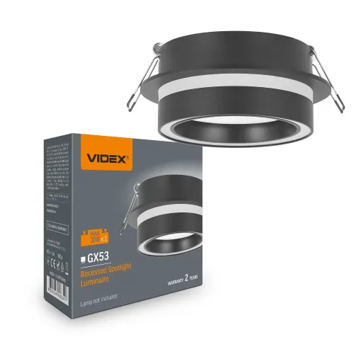 Світильник VIDEX під лампу GX53 врізний Чорний (VL-SPF34R-B) Світильник VIDEX під лампу GX53 врізний Чорний (VL-SPF34R-B)