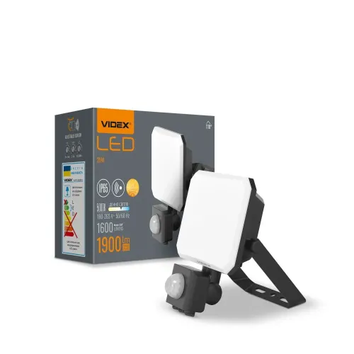 LED прожектор VIDEX F3 20W 5000K з датчиком руху 220V Black (VLE-F3-0205B-S) LED прожектор VIDEX F3 20W 5000K з датчиком руху 220V Black (VLE-F3-0205B-S)