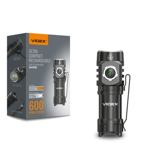 Портативный светодиодный фонарик VIDEX VLF-A055 600Lm 5700K Портативный светодиодный фонарик VIDEX VLF-A055 600Lm 5700K