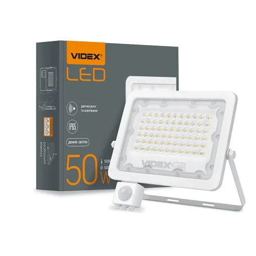 LED прожектор VIDEX F2e 50W 5000K с датчиком движения и освещенности LED прожектор VIDEX F2e 50W 5000K с датчиком движения и освещенности