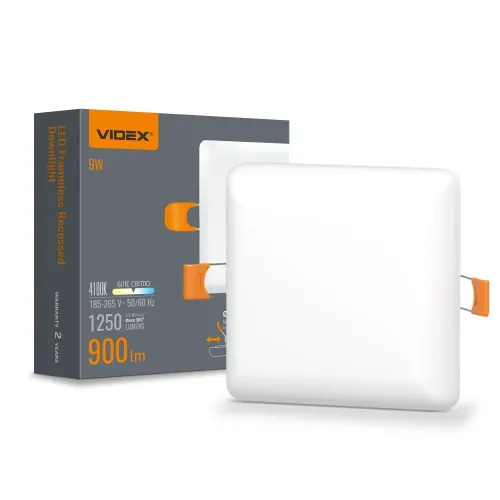LED світильник безрамковий квадратний VIDEX 9W 4100K LED світильник безрамковий квадратний VIDEX 9W 4100K