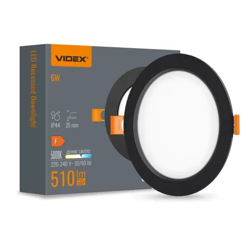 LED світильник Back вбудований круглий VIDEX 6W 5000K Black LED світильник Back вбудований круглий VIDEX 6W 5000K Black
