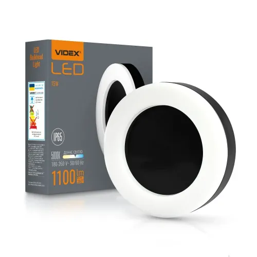 LED світильник ART IP65 круглий VIDEX 15W 5000K Black LED світильник ART IP65 круглий VIDEX 15W 5000K Black