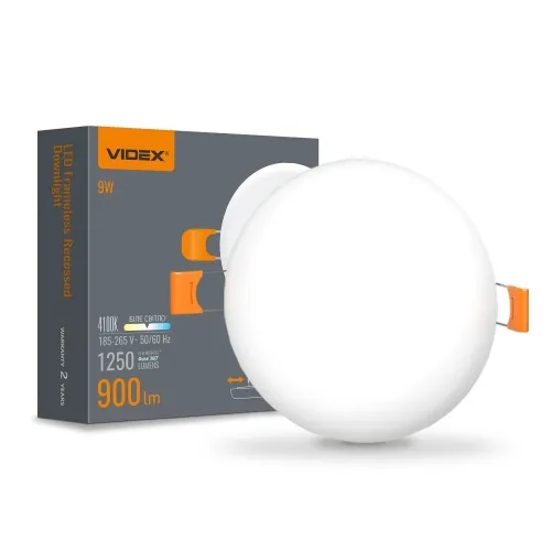 LED світильник безрамковий круглий VIDEX 9W 4100K LED світильник безрамковий круглий VIDEX 9W 4100K
