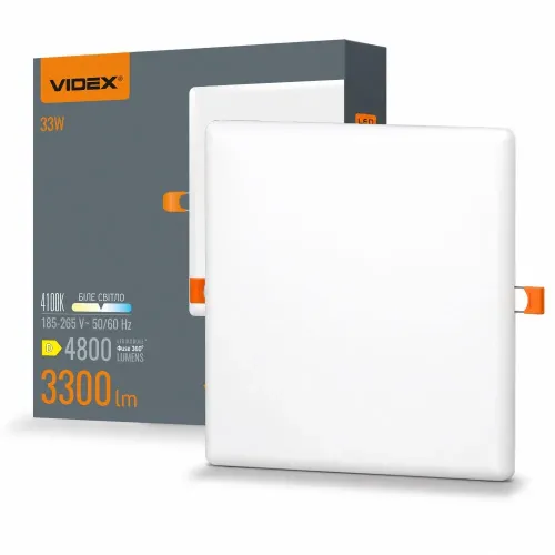 LED світильник безрамковий квадратний VIDEX 33W 4100K LED світильник безрамковий квадратний VIDEX 33W 4100K