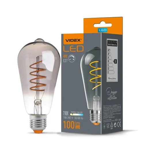 LED лампа VIDEX Filament ST64FGD 4W E27 2100K димерный графит LED лампа VIDEX Filament ST64FGD 4W E27 2100K димерный графит
