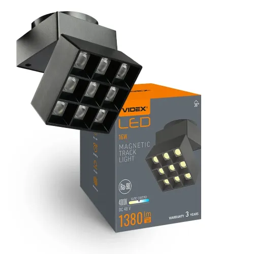 Светильник МАГНИТНЫЙ трековый VIDEX LE29B 16W 4000K 48V Black Светильник МАГНИТНЫЙ трековый VIDEX LE29B 16W 4000K 48V Black