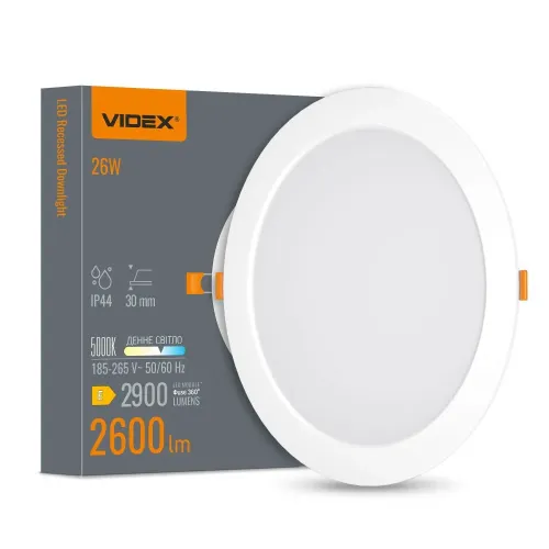LED світильник Back вбудований круглий VIDEX 26W 5000K LED світильник Back вбудований круглий VIDEX 26W 5000K
