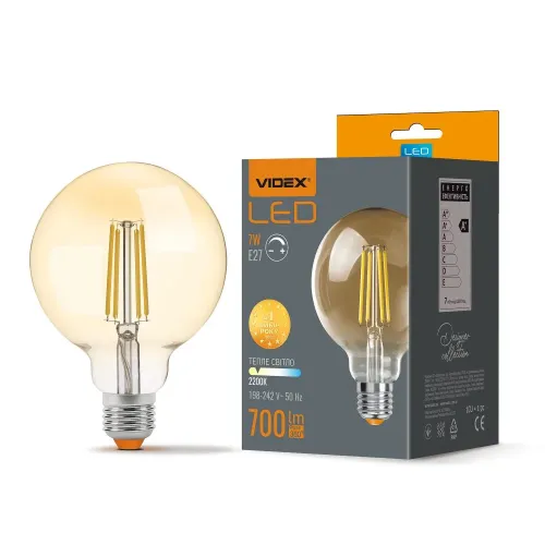 LED лампа VIDEX Filament G95FAD 7W E27 2200K дімерна бронза LED лампа VIDEX Filament G95FAD 7W E27 2200K дімерна бронза