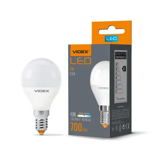 LED лампа VIDEX G45e 7W E14 4100K LED лампа VIDEX G45e 7W E14 4100K