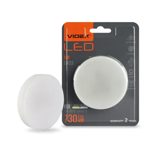 LED лампа VIDEX GX53 8W 4100K 220V LED лампа VIDEX GX53 8W 4100K 220V
