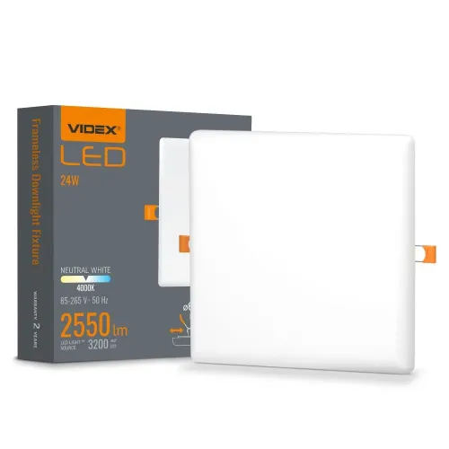 LED светильник безрамочный квадратный VIDEX VLE-DLFS-244 24W 4000K 220V LED светильник безрамочный квадратный VIDEX VLE-DLFS-244 24W 4000K 220V