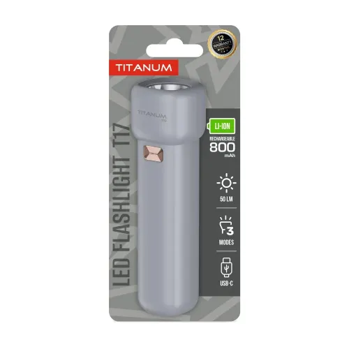 Портативный светодиодный фонарик TITANUM TLF-T17 50Lm Gray Портативный светодиодный фонарик TITANUM TLF-T17 50Lm Gray