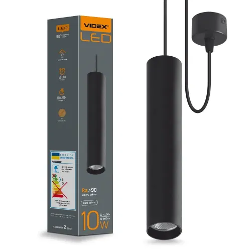 LED світильник підвісний накладний VIDEX 10W 4100K чорний LED світильник підвісний накладний VIDEX 10W 4100K чорний