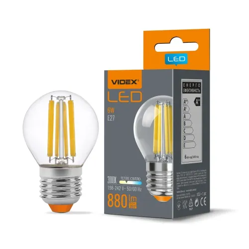 LED лампа VIDEX Filament G45F 6W E27 3000K LED лампа VIDEX Filament G45F 6W E27 3000K