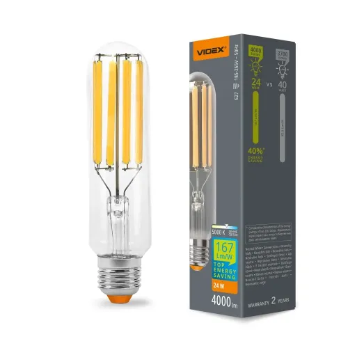 LED лампа VIDEX Filament T38F 24W E27 5000K LED лампа VIDEX Filament T38F 24W E27 5000K