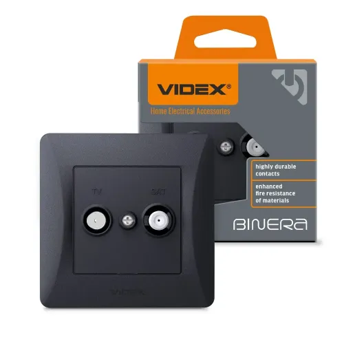 Розетка TV+SAT кінцева чорний графіт VIDEX BINERA Розетка TV+SAT кінцева чорний графіт VIDEX BINERA