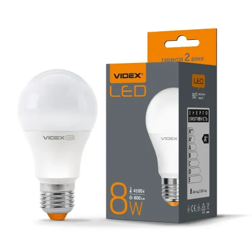 LED лампа VIDEX A60e 8W E27 4100K LED лампа VIDEX A60e 8W E27 4100K