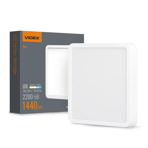 LED Світильник накладний квадрат VIDEX 18W 5000K White LED Світильник накладний квадрат VIDEX 18W 5000K White