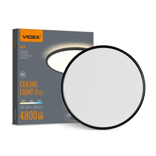 LED светильник с декоративной подсветкой VIDEX DL5R 44W 3000K-4000K-5000K Black LED светильник с декоративной подсветкой VIDEX DL5R 44W 3000K-4000K-5000K Black