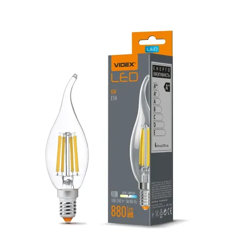 LED лампа VIDEX Filament C37Ft 6W E14 4100K LED лампа VIDEX Filament C37Ft 6W E14 4100K