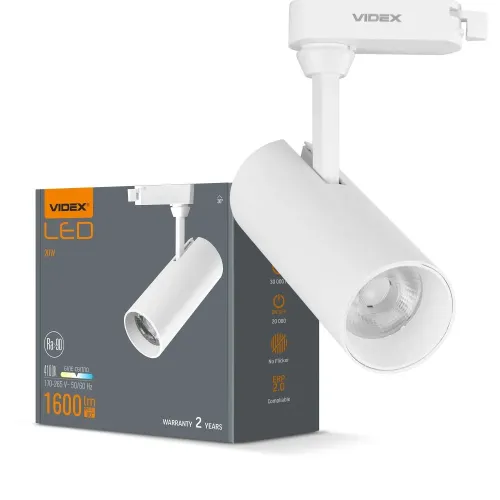 LED світильник трековий VIDEX 20W 4100K білий LED світильник трековий VIDEX 20W 4100K білий