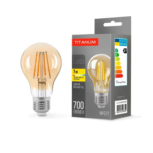LED лампа TITANUM Filament A60 7W E27 2200K бронза LED лампа TITANUM Filament A60 7W E27 2200K бронза