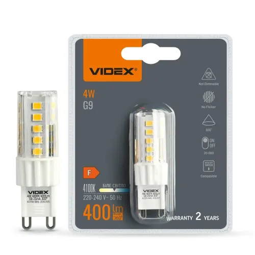 LED лампа VIDEX G9S 4W G9 4100K LED лампа VIDEX G9S 4W G9 4100K