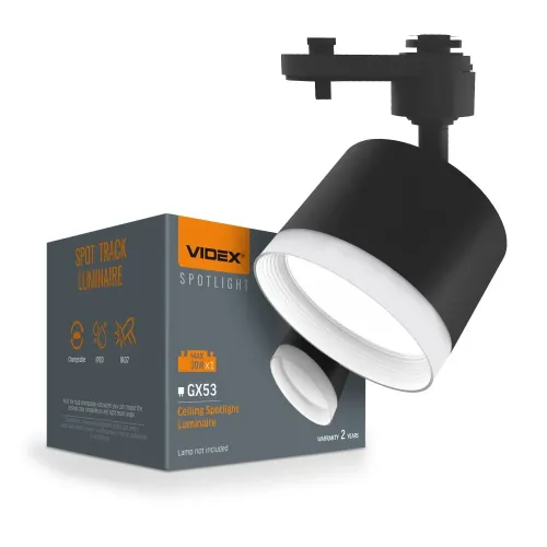 Світильник VIDEX під лампу GX53 трековий Чорний VL-SPF17C-BP Світильник VIDEX під лампу GX53 трековий Чорний VL-SPF17C-BP