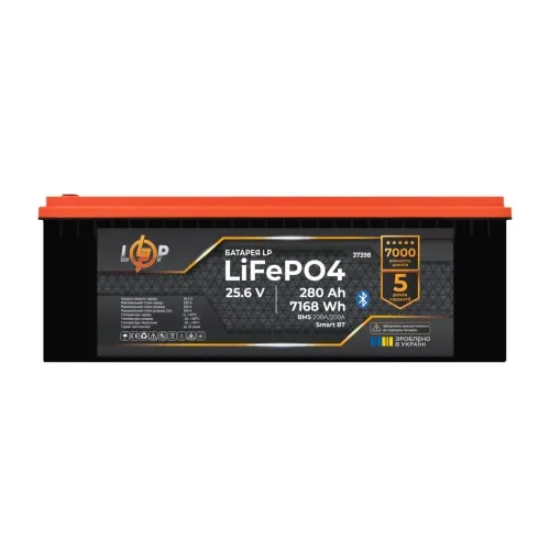 Акумулятор LP LiFePO4 25,6V - 280 Ah (7168Wh) (BMS an7200A/200A) пластик Smart BT Акумулятор LP LiFePO4 25,6V - 280 Ah (7168Wh) (BMS an7200A/200A) пластик Smart BT
